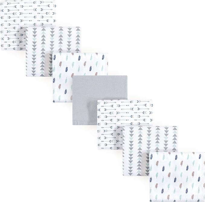 Luvable Friends Unisex Baby Cotton Flannel Receiving Blankets, Boy Feathers 7-Pack, One Size