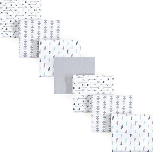 Luvable Friends Unisex Baby Cotton Flannel Receiving Blankets, Boy Feathers 7-Pack, One Size