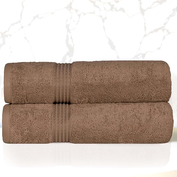 Superior Egyptian Cotton Bath Towel Set, Home Bathroom Towels, Master, Guest Bath, Decor Essentials, Quick Dry, Absorbent, Large Body Towels, Spa, Hotel, Resort, Adult, Kids, Set of 2, Mocha