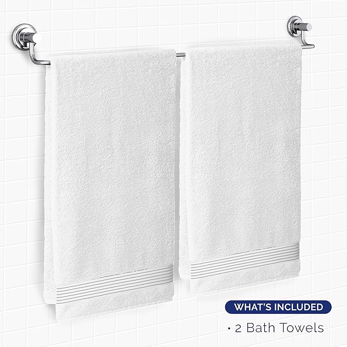 Elegant Comfort Premium Turkish Cotton 2 Pack Bath Towel Set - 27 x 54 inch, Luxurious Hotel Spa Quality 100% Turkish Cotton 2PC Bath Towel Set - Highly Absorbent - Soft Bathroom Towels, White/Gray