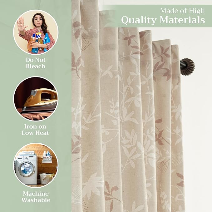 Maison d' Hermine Curtains for Living Room 100% Cotton 84 inch Length One Panel Light Filtering Curtains for Bedroom Windows with Rod and Loop Pockets Drapes (Louxor Beige, 50" W x 84" L)