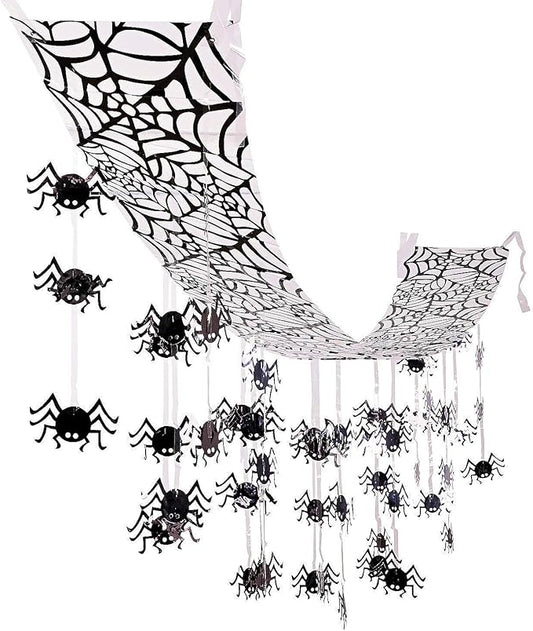 Fun Express 12 Ft. x 12" Hanging Black Spider Ceiling Halloween Decoration, Great for Halloween parties, Trunk Or Treat and Other Spooky Celebrations