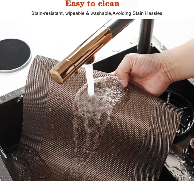 Placemats Set of 6,Washable,Heat and Stain Resistant Indoor/Outdoor Place mats, Vinyl Woven Non Slip Table Mats for Restaurant Table Protection, PVC Table Placemats.(Brown, 6PCS)