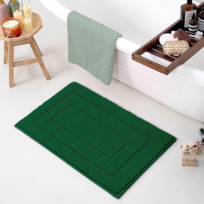GRANNY SAYS Green Bathroom Rugs Non Slip, 20" x 32", Bath Rugs for Bathroom, Small Bath Rug Washable，Absorbent Bath Mats for Floor, Microfiber Bath Mat for Tub, Absorbent Shower Rugs