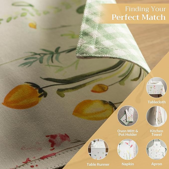 Maison d' Hermine Placemats Set of 4 100% Cotton Washable Cloth Place Mats, Reusable Table Mats for Kitchen Dining Decoration, Party, Wedding, Restaurant Spring/Summer (Botanical Fresh, 13" x 19")