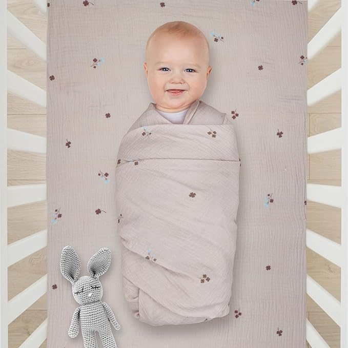 Extra Soft Muslin Fitted Crib Sheets 100% Cotton Baby Crib Sheets for Standard Crib Mattress | 28 X 52 Inches