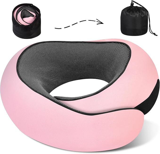 Travel Pillow Neck Pillow 2024, Memory Foam Neck Pillow Airplane, 360° Travel Neck Pillow Soft Neck Pillow for Traveling, Portable Travel Pillows for Airplanes Offices and Cars