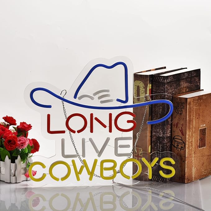 Long Live Cowboy Neon Sign for Wall Décor Dimmable LED Neon Light USB Powered Neon Art signs for Pub Store Man Cave Party