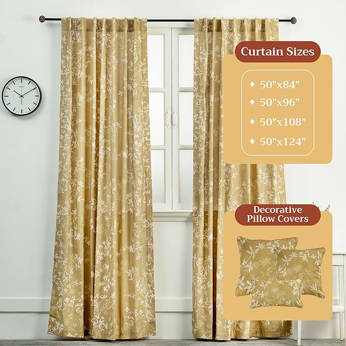 Maison d' Hermine Curtains for Living Room 100% Cotton 96 inch Length Two Panels Light Filtering Curtains for Bedroom Windows with Rod and Loop Pockets Drapes (Louxor Dark Beige, 50" W x 96" L)