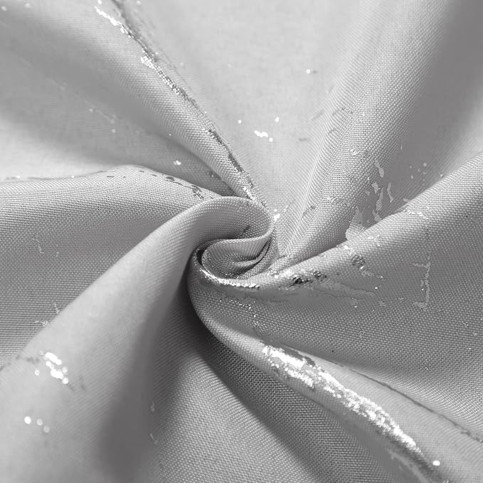 Taisier Home Silver Foil Print Linen Textured Curtains Geometric Marble Pattern Design Curtains for Living Room Light Filtering Window Treatment 2 Panels 84" L,Beige and Silver Print