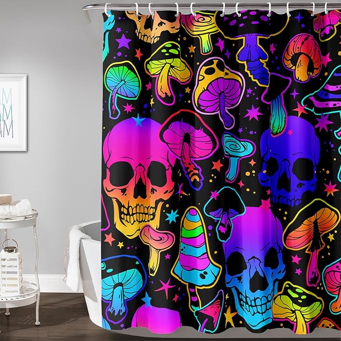 AILONEN Rose Flower Shower Curtain,Colorful Rose Flower Bath Curtain for Kids Girls Women,Modern Romantic Floral Flower Print Polyester Waterproof with 12 Plastic Hooks 72" W*84" H