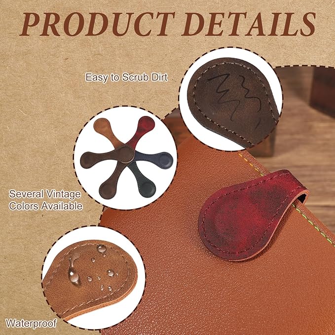 8 Pcs Leather Magnetic Bookmarks,Retro Magnetic Bookmark Holder,Double-Sided Magnetic Buckle for Wallet,PU Leather Bookmark Gift Suitable for Reading Lovers(Dark Colour)
