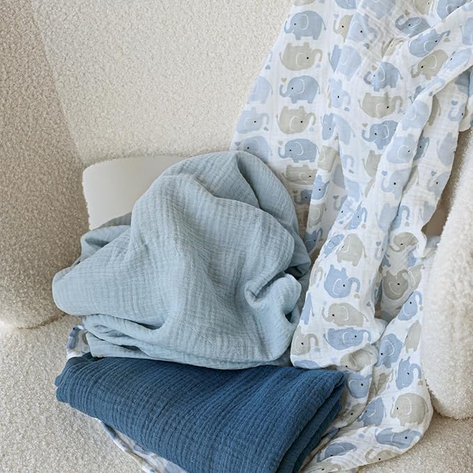 GLLQUEN BABY Muslin Swaddle Blankets for Boys and Girls, 3-Pack Baby Blankets for Girl Boy, Newborn Receiving Blanket, Baby Swaddle Blanket Unisex, Baby Essentials, Registry & Gift
