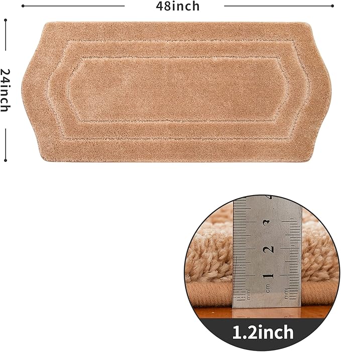 COSY HOMEER Extra Thick Bath Linen Sets Rugs for Bathroom - Anti-Slip Bath Mats Soft Plush 100% Strong Polyester Living Room Bedroom Water Absorbent(Beige,24x48 - Inches)