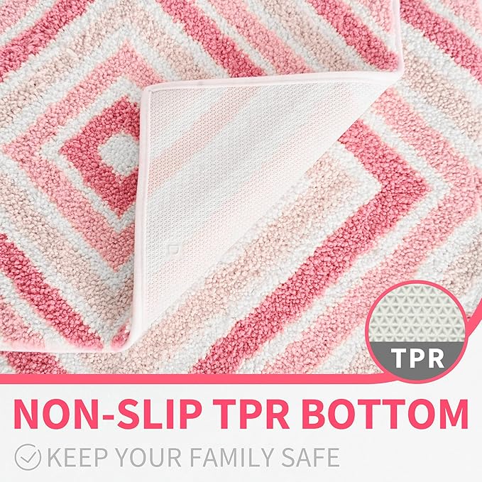GRANNY SAYS Bathroom Rugs Non Slip, 20" x 32", Absorbent Bath Rugs for Bathroom Washable, Bath Mats for Floor, Bath Rugs for Shower, Microfiber Bath Mat for Tub, Pink