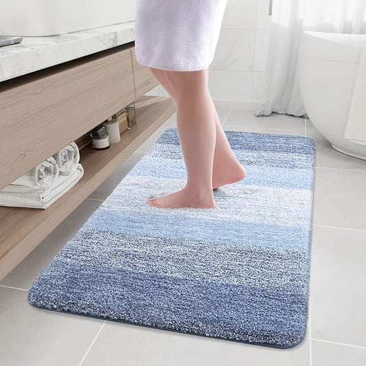 Arotive Microfiber Bathroom Rugs, Shaggy Soft and Absorbent Bath Rug, Non-Slip, Thick Plush Machine Washable Dry Bath Mats for Bathroom, Tub and Shower, 50x30, Light Blue