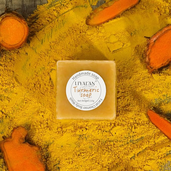 LIYALAN Turmeric Soap Bar for Face Body Smooth Skin,Deep Cleansing, Natural Vegan Handmade Soap Sensitive Skin Formula