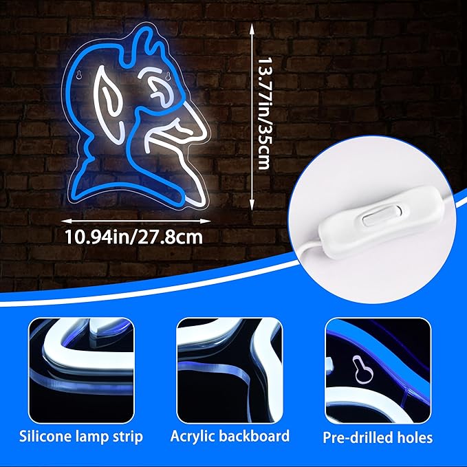 University Neon Sign for Wall Decor Basketball Team Logo LED Signs University Basketball Sports Sign for Man Cave,Dorm,Club, Christmas Birthday Gifts for Students,Man,Fans,Size 13.8*10.9inch(FMXD214)