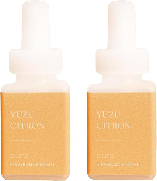 Pura Smart Home Air Diffuser Fragrance - Smart Home Scent Refill - Up to 120-Hours of Premium Fragrance per Refill - Clean & Safe Diffuser for Office & Apartment - 2 Pack, Yuzu Citron