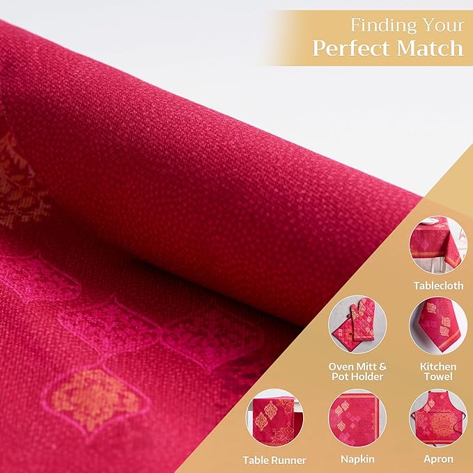 Maison d' Hermine Placemats Set of 4 100% Cotton Washable Cloth Place Mats, Reusable Table Mats for Kitchen Dining Decoration, Party, Wedding, Restaurant (Versailles, 13" x 19")