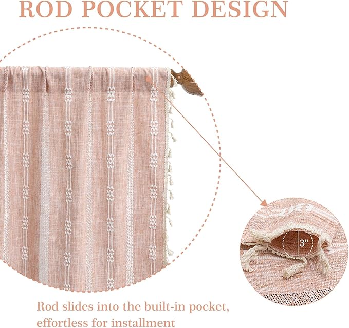ColorBird Boho Curtains Farmhouse Striped 84 Inches Length 2 Panels Set Window Curtains & Drapes for Girls Bedroom Nursery