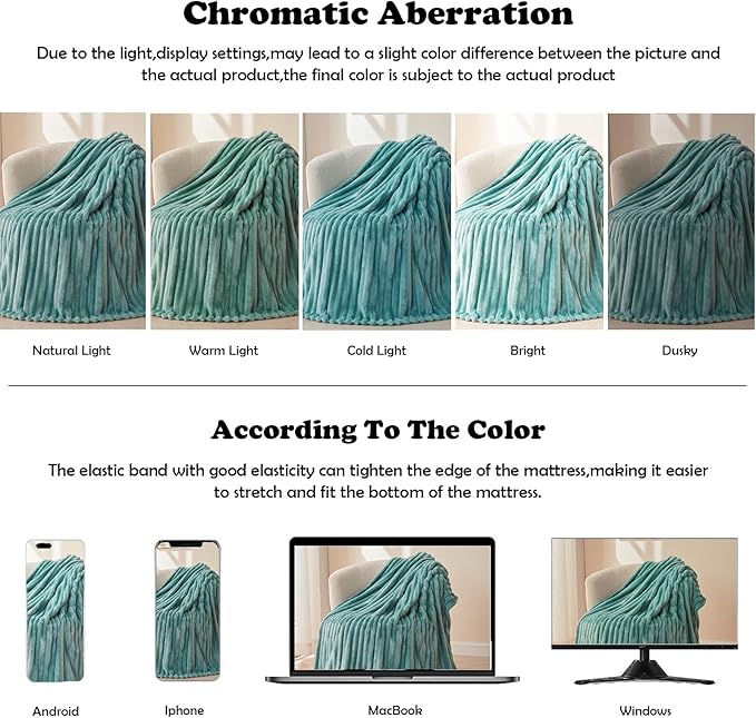 NEWCOSPLAY Super Soft King Blanket Mint Green Premium Silky Flannel Fleece 3D Ribbed Jacquard Lightweight Bed Blanket All Season Use (Mint Green Ribbed, King(90"x110"))