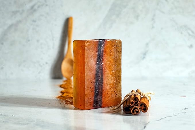 Sabun Co. Cinnema Natural Soap Bar - Cinnamon Essential Oil, Cinnamon Powder and Stick inside - Moisturizing Glycerin Soap - 100% Handmade, Vegan - Exfoliating Bar Soap [4.23 oz - 120 gr]