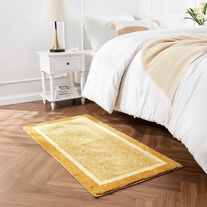 CozeCube Bath mats for Bathroom Non Slip, Fluffy Shaggy Bath Rugs for Bathroom Washable, Extra Soft and Absorbent Bath Rugs for Shower Sink, Kitchen Sink, Harvest Gold, 24" x 36"