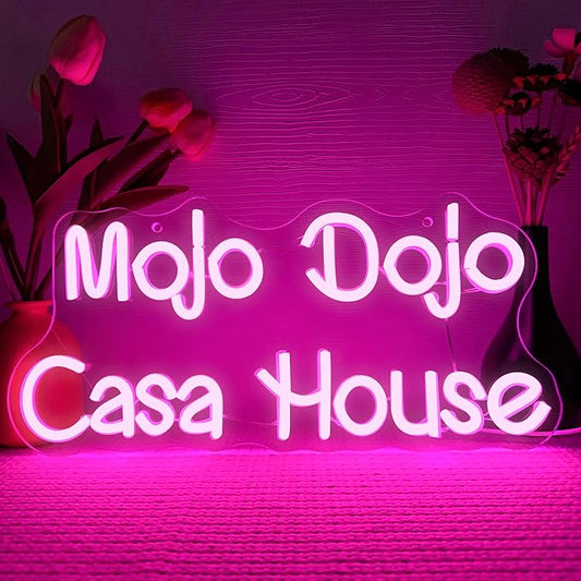 Mojo Dojo Casa House Neon Signs for Wall Decor Dimmable Doll Font Neon Light USB Powered Led Night Light for Girls Room Bedroom Man Cave Party Bar Birthday Gifts(15.7 * 7.5in)