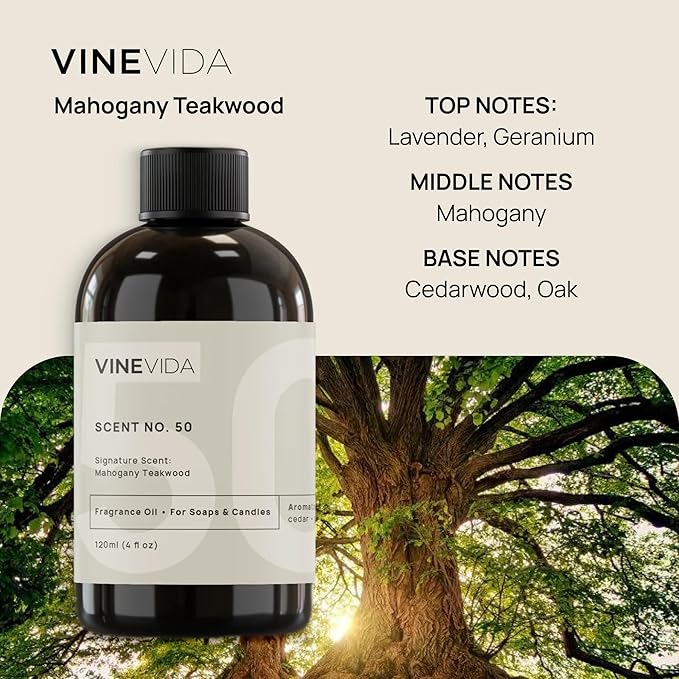 VINEVIDA Mahogany Teakwood Fragrance Oil for Cold Air Diffusers - Essential Oils for Diffuser Oil Refill & Air Freshener Room Spray (32 Fl Oz)