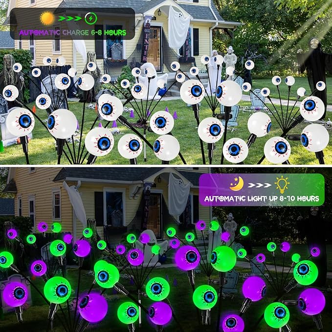 LORRYTE 6 Pack LED Solar Lights Outdoor Pathway, Solar Garden Lights Green and Purple, Soalr Light Outdoor Waterproof for Patio, Yard, Garden Decor(Purple and Green)
