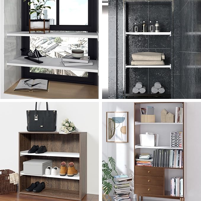 Expandable Closet Shelves Organizers, Adjustable Shelf for Cabinet Rack Storage Wardrobe Divider Shelving for Closets Pantry Cupboard Kitchen Large 1 Pack