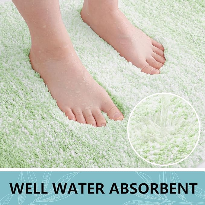 Arotive Microfiber Bathroom Rugs, Shaggy Soft and Absorbent Bath Rug, Non-Slip, Thick Plush Machine Washable Dry Bath Mats for Bathroom, Tub and Shower, 44x24, Sage Green