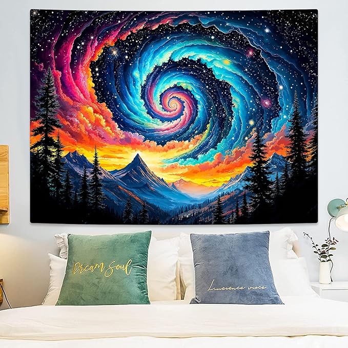 Lunerfex Mountain Tapestry Natural Wall Colorful Landscape Tapestry for Bedroom Ceiling Tapestries Wall Hanging for Bedroom Living Room Wall Decor Mountain-1 44"x60"