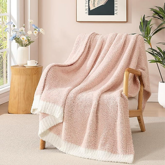 WRENSONGE Throw Blanket Cationic Dyeing Pink Soft Cozy Fluffy Warm Hand Made Throw Blankets for Couch, Sofa, Chair, Bed, Camping, Picnic, Travel Lightweight Bed Blanket - 50"*60"