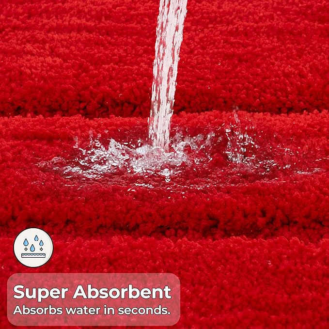 GRANNY SAYS Bathroom Rug, 16" X 24" Bath Rugs for Bathroom, Microfiber Cute Bath Mats, Washable Rug for Bath Tub, Bathroom Mat Non-Slip, Bath Decorations, Red