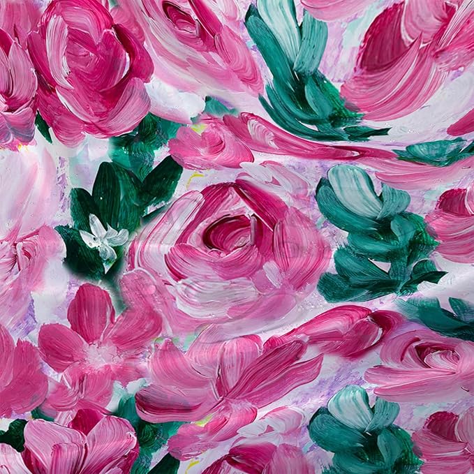 AILONEN Rose Shower Curtain,Large Group of Roses Waterproof Fabric Shower Curtain Set for Girls Kids Teens, 72" W*72" H Oil Painting Rose Theme Bathroom Decor
