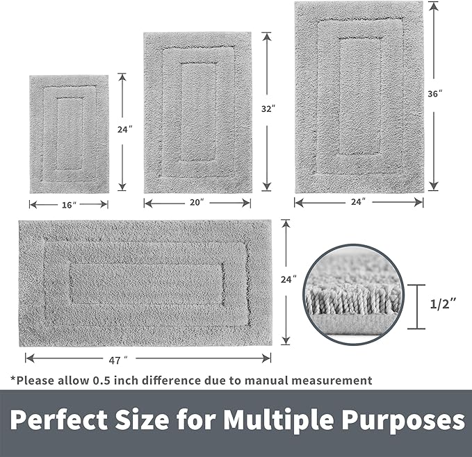 GRANNY SAYS Long Bathroom Rug Mat, Bath Mats Non-Slip, Super Soft and Water Absorbent, Large Bath Rugs, Machine Wash Dry, Bathroom Runner Rugs for Floor, Tub and Shower, 24 x 48