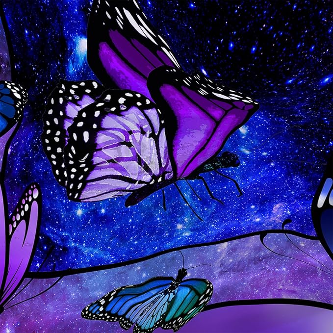 AILONEN Butterfly Shower Curtain for Bathroom Mystic Purple Galaxy Starry Decor Bath Curtain 48" W*72" H Polyester Fabric Waterproof Bathroom Curtain with 12 Hooks