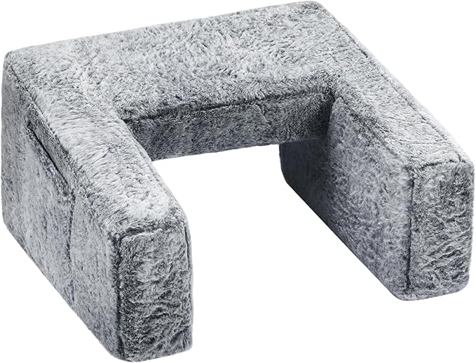 Homguava Reading Pillow Memory Lap Desk Foam Pillow for Adults Gaming Pillow Arm Rest Pillow for Reading, Crocheting, Gaming or Sitting in Bed (Furry Grey, Large)