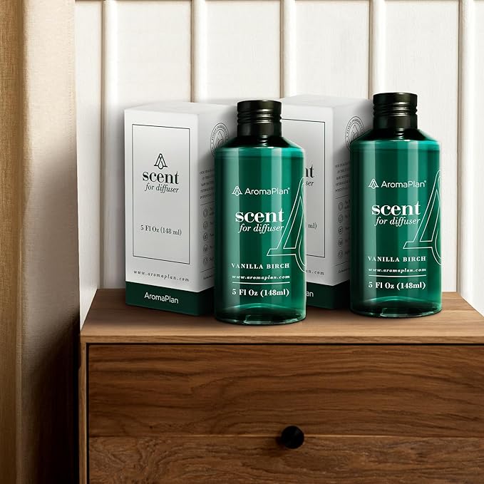 Aromaplan Hotel Scents Vanilla Birch 5 Fl Oz (2 Pack), Luxury Aroma & Hotel Fragrance Diffuser Oil- Hotel Diffuser Oil for Aromatherapy- USA Made, Bigger Bottle, Bolder Aroma & Longer Lasting