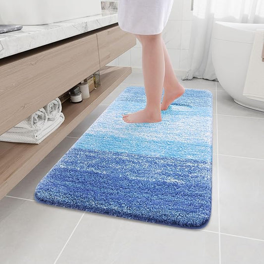 Arotive Microfiber Bathroom Rugs, Shaggy Soft and Absorbent Bath Rug, Non-Slip, Thick Plush Machine Washable Dry Bath Mats for Bathroom, Tub and Shower, 44x24, Light Royal Blue