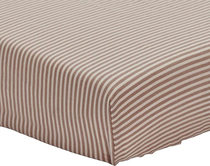 Denmark - Super Soft Muslin Mini Crib Sheets - 24'' x 38'' - 100% Organic Baby Crib Sheets for Boys and Girls (Natural Stripe)