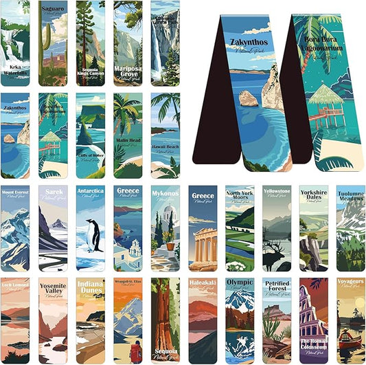 National Parks Magnetic Bookmark - 30Pcs Travel Magnetic Bookmarks National Park Themed Book Mark Magnets Page Marker Clip for Book Lovers Students Teacher School Reading Gift