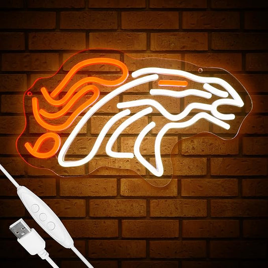 Football Team Neon Sign, Cool Light Up Dimmable Logo Hanging Led Neon Sign for Wall Decor, Man Cave, Garage, Party, Bar, Game Room Deco, Birthday Gift for Football Fans