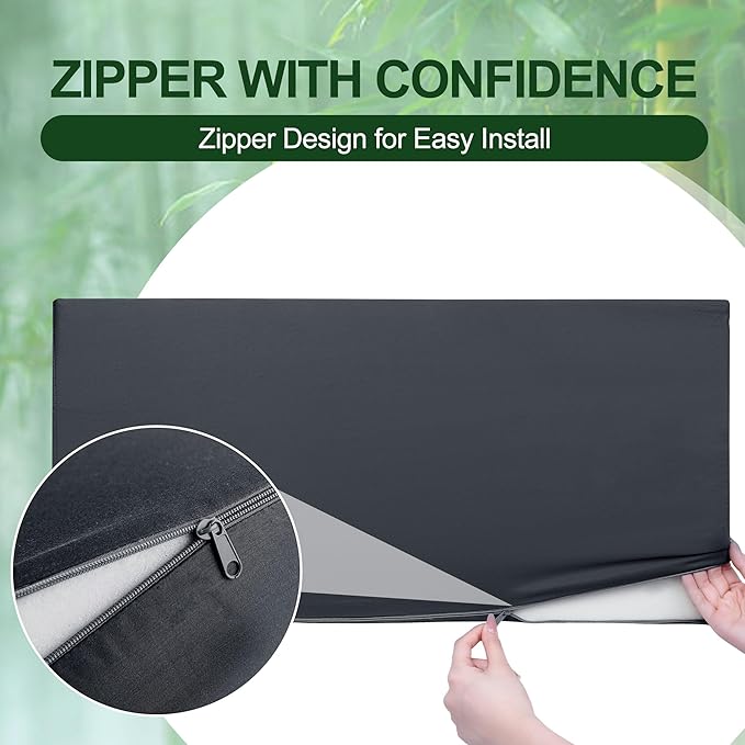 HOMBYS Bamboo Viscose Bed Wedge Pillow Cover with Zipper, 100% Viscose Made from Bamboo, Soft, Cooling, Breathable Wedge Pillowcase Sweat-Absorbent Pillowcase for Summer, 25"x25"x8", Dark Grey