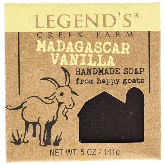 Legend's Creek Farm Goat Milk Soap - Cleansing Moisturizing Soap Bar for Hands and Body - 5 Oz Creamy Lather, Nourishing, Gentle Natural Soap for Sensitive Skin (Madagascar Vanilla, Pack of 1)