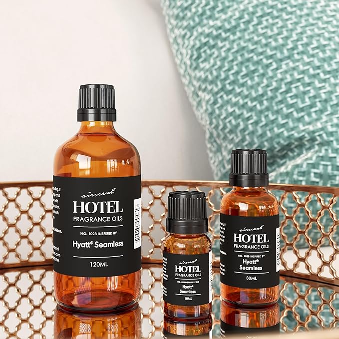 AirScent Hotel Diffuser Oil Inspired by The Hyatt Seamless Hotel Scent - Premium Fragrance Oil No. 1028 for Ultrasonic and Waterless Diffusers and Crafting - 120 mL, 4 fl oz Glass Bottle with Dropper