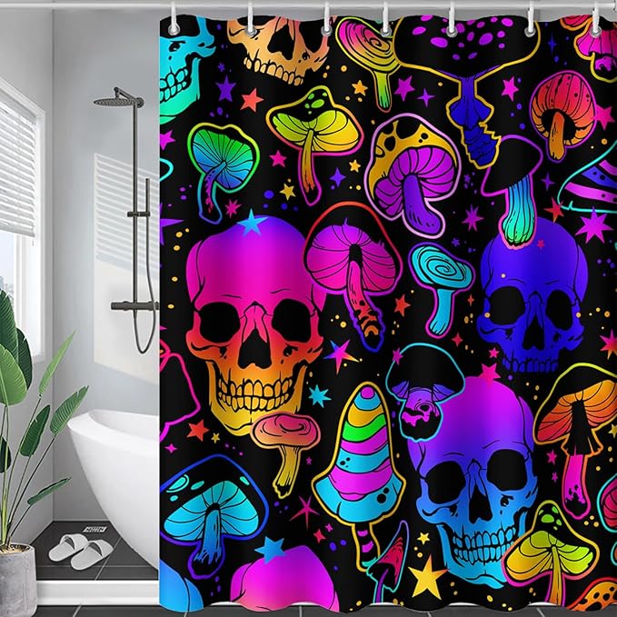 AILONEN Rose Flower Shower Curtain,Colorful Rose Flower Bath Curtain for Kids Girls Women,Modern Romantic Floral Flower Print Polyester Waterproof with 12 Plastic Hooks 72" W*84" H