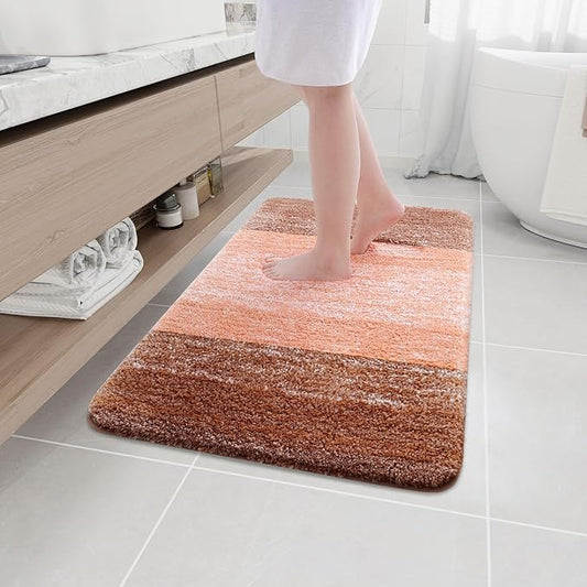 Arotive Microfiber Bathroom Rugs, Shaggy Soft and Absorbent Bath Rug, Non-Slip, Thick Plush Machine Washable Dry Bath Mats for Bathroom, Tub and Shower, 36x24, Orange